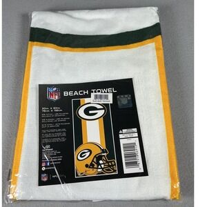 Green Bay Packers NFL Beach Towel 30x60 Cotton Blend White Green Gold New